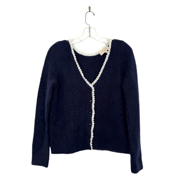 Sezane Blue Cardigan with White Trim - Picture 4 of 8